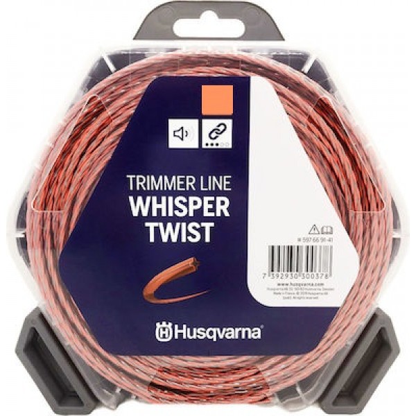 Μεσινέζα Husqvarna WHISPER TWIST (στριφτή) πορτοκαλί- μαύρη 2.4mm x 12m