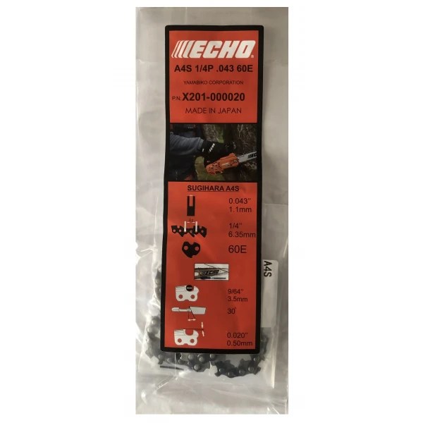 Αλυσίδα για κλαδευτικά αλυσοπρίονα ECHO (SUGIHARA A4S) 1/4"-.043"-1.1mm-60 οδηγοί 