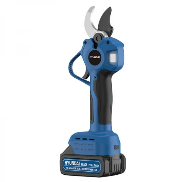 Ψαλίδι κλαδέματος επαναφορτιζόμενο μπαταρίας HYUNDAI HSB 3326 21V για κλαδιά έως 32mm με δύο μπαταρίες 2.6Ah, φορτιστή & βαλιτσάκι μεταφοράς 